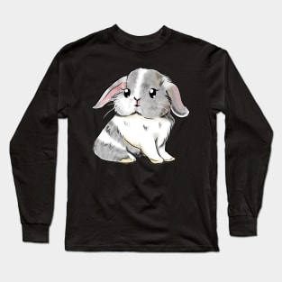 Grey and White Rabbit _ Bunniesmee Long Sleeve T-Shirt